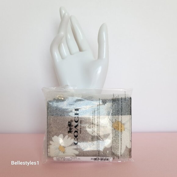 COACH Mini Skinny ID Case In Signature Canvas With Floral Print- Tan Multi 🎈⭐ - Picture 15 of 15